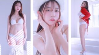 4K Sexy Beauty Selfie Series: Korean beauty with big breasts MomoRina 모모리나 selfie video in white underwear suit, makes your blood boil